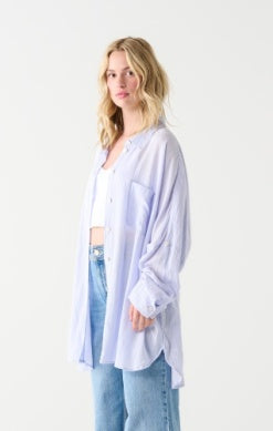 Oversized Shirt Blue/Pink Stripe