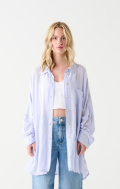 Oversized Shirt Blue/Pink Stripe