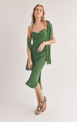 Mirage Cowl Neck Midi Dress Frst Grn