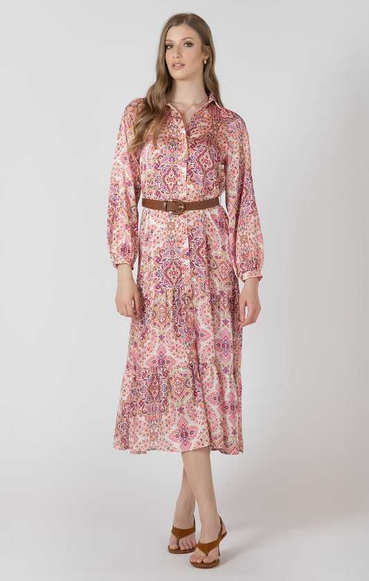 Belted Button Front Shirt Dress