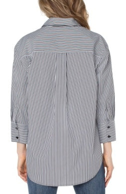 Oversized Classic Button Down Blk.Wht Stripe