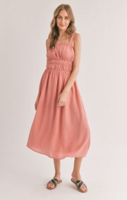 Heat Gathered Bust Midi Dress Mauve