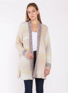 Patchwork Colored Cardigan Gry/Prpl