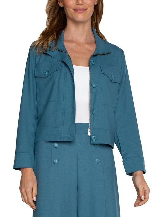 Utility Crop Jacket Ocean Blue