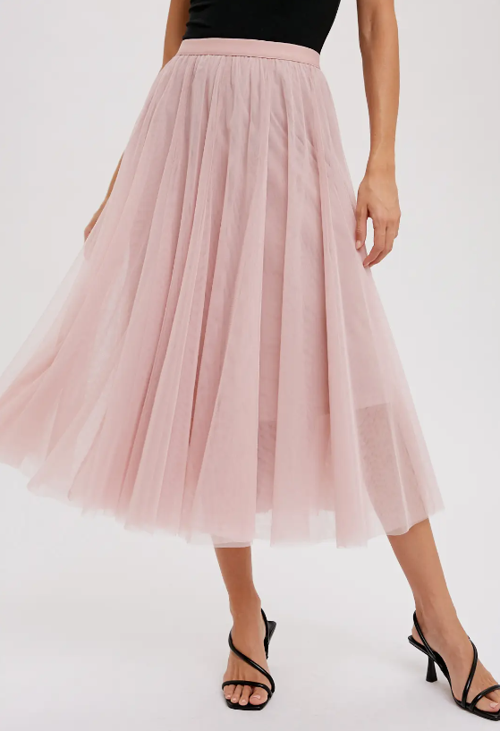 Tulle Midi Skirt Pink