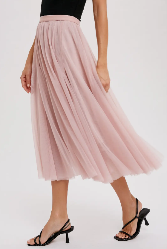 Tulle Midi Skirt Pink