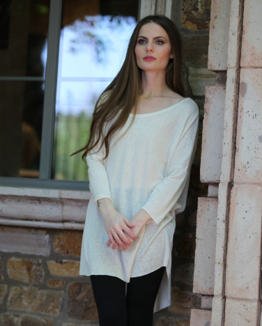 Scoop Neck Dolman Knit Cream