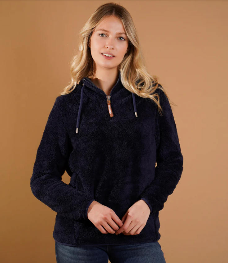 Cara Sherpa Hoodie Navy