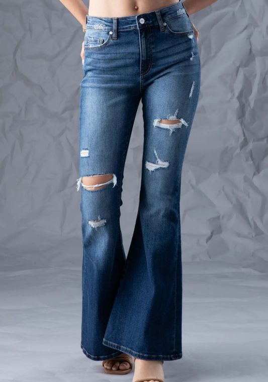 High Rise Flare Dark Blue CHF2092