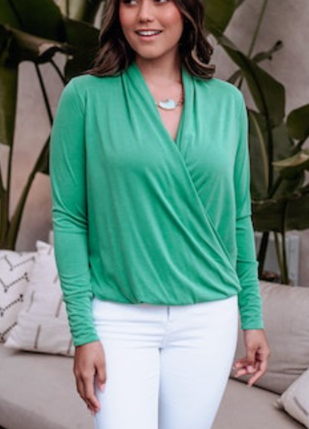 Surplice Cupro L/S Top in Kelly Green