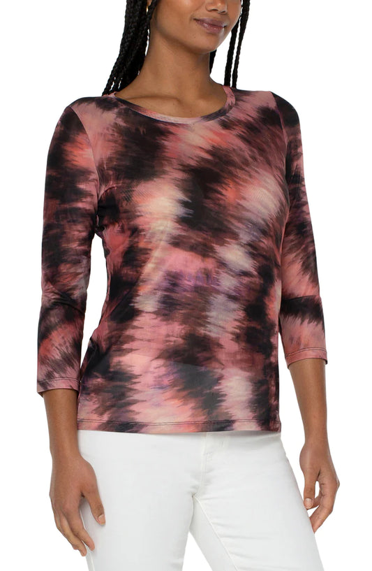 LM8816KP12P 3/4 Print Mesh Crew Brshstke Tiedye
