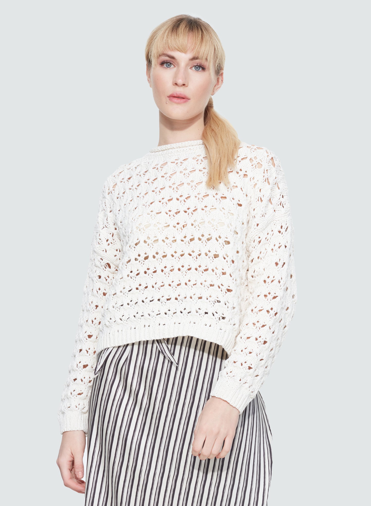 2127009 Open Knit Sweater Offwhite