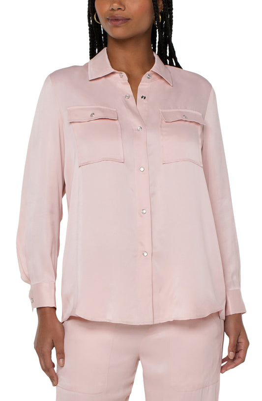 Longline Shacket Ballet Pink