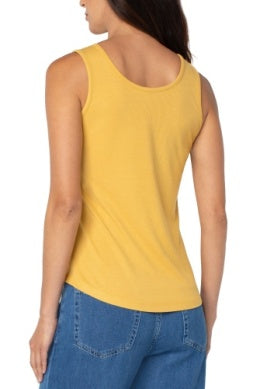 Button Front Henley Tank Golden Glow