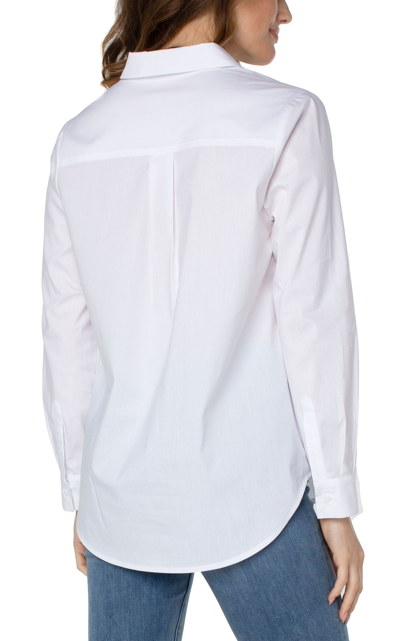 Hidden Placket Shirt With Pintucks White