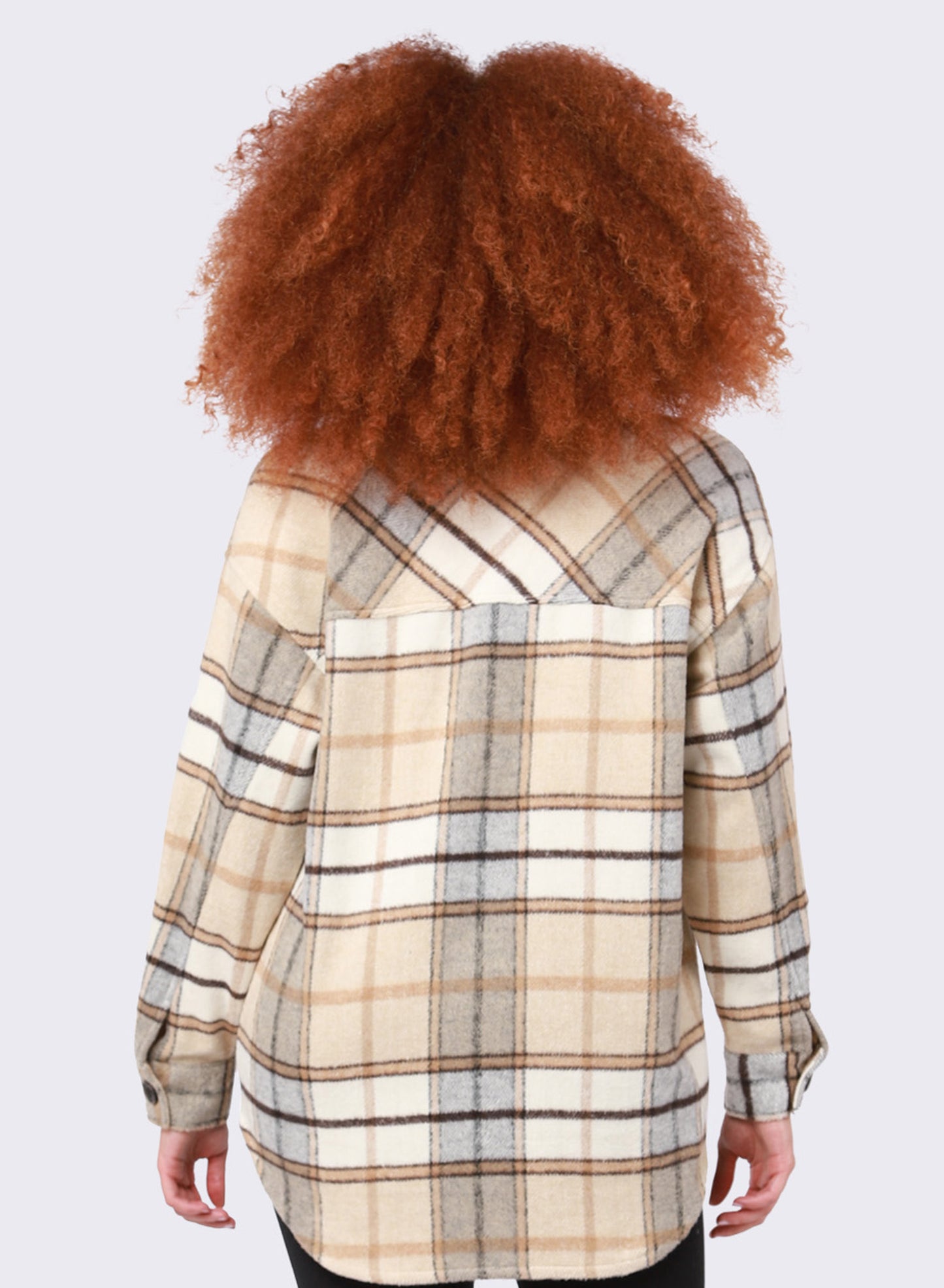 Plaid Snap Front Shacket Caramel Plaid 2029502