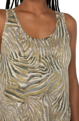 Scoop Neck Slub Tank Graphic Animal Print