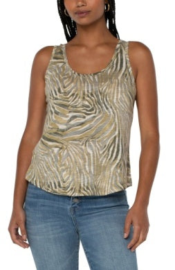 Scoop Neck Slub Tank Graphic Animal Print